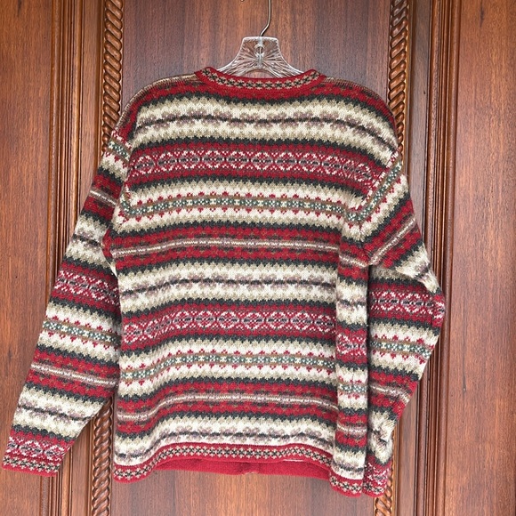 Vintage Crystal Kobe Shetland Wool Sweater Nordic Red Fair Isle Womens Small - Picture 16 of 16